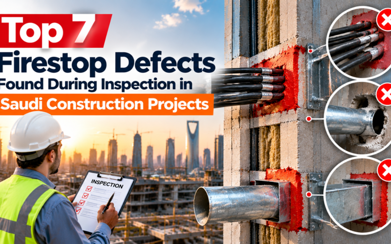 Top 7 firestop defects found during inspection in Saudi construction projects including cable, pipe and duct penetration issues