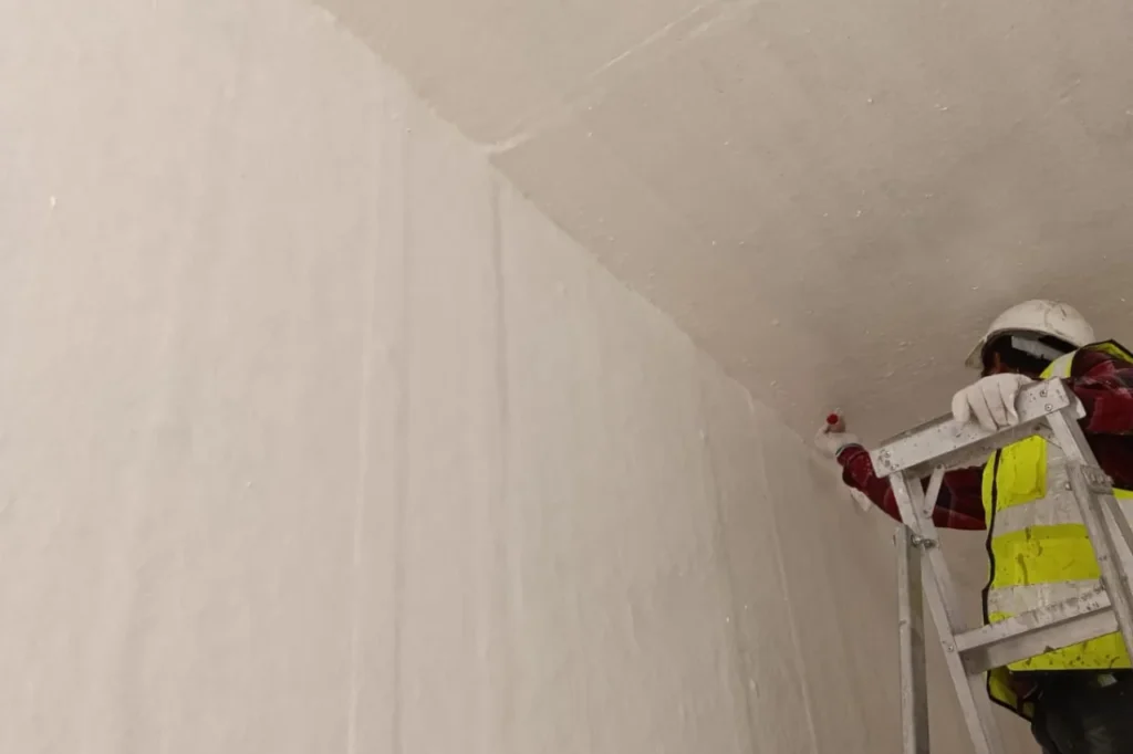 Non-destructive water leakage inspection of a ceiling and wall using detection equipment